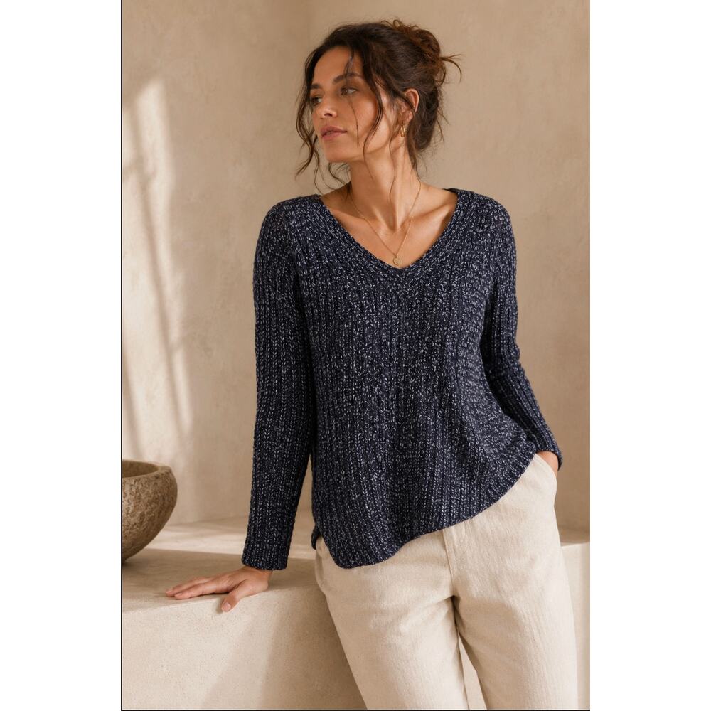 Moth Anthropologie Women's XS Navy Wool Sweater Cozy Coastal Grandma Nomadic